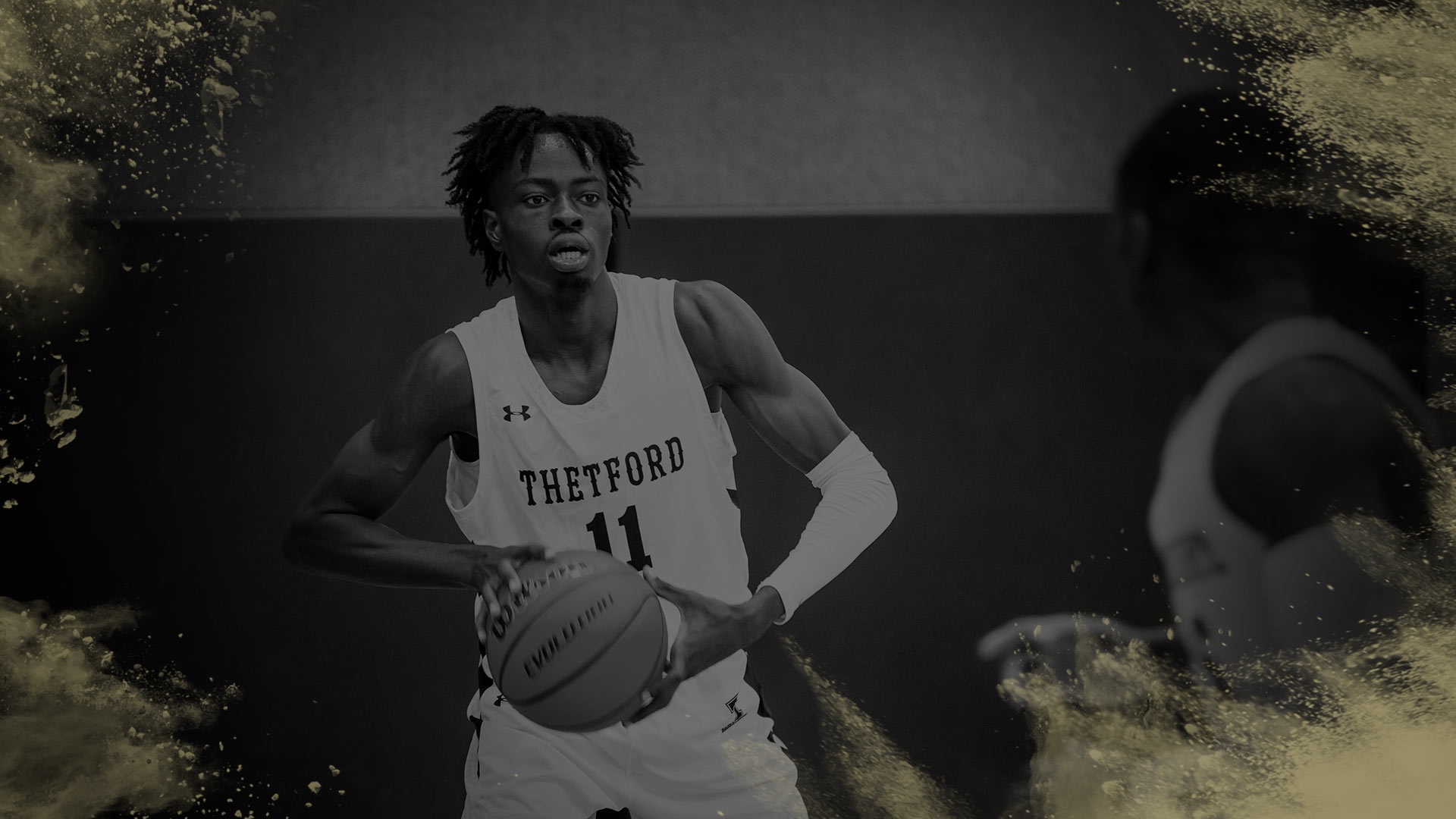 Photomontage sportif avec les couleurs du Cégep de Thetford
