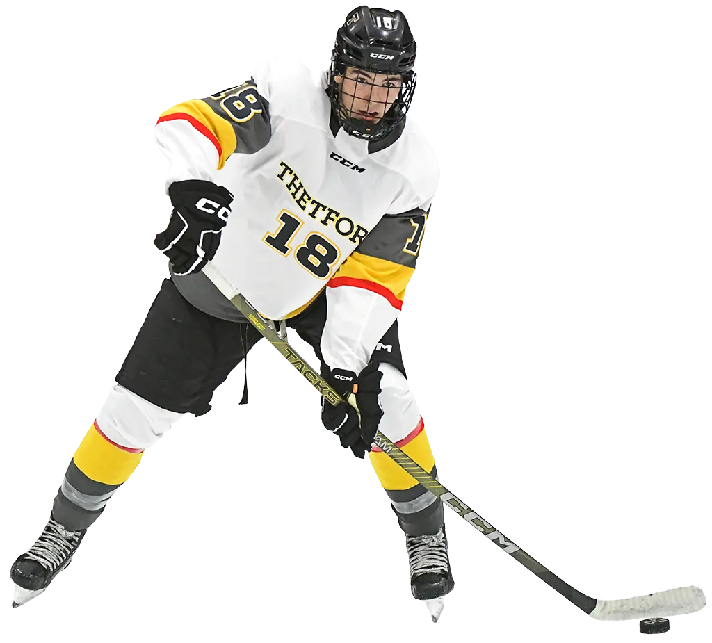 Photomontage d'un joueur de hockey des Filons du Cégep de Thetford
