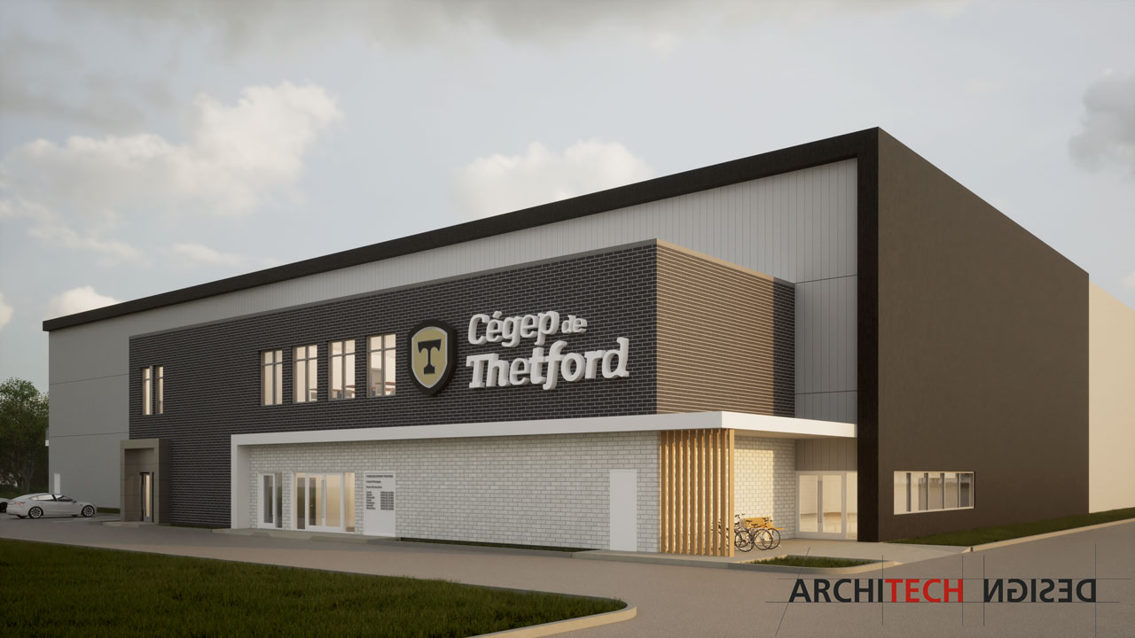 Image de synthèse du complexe sportif du Cégep de Thetford